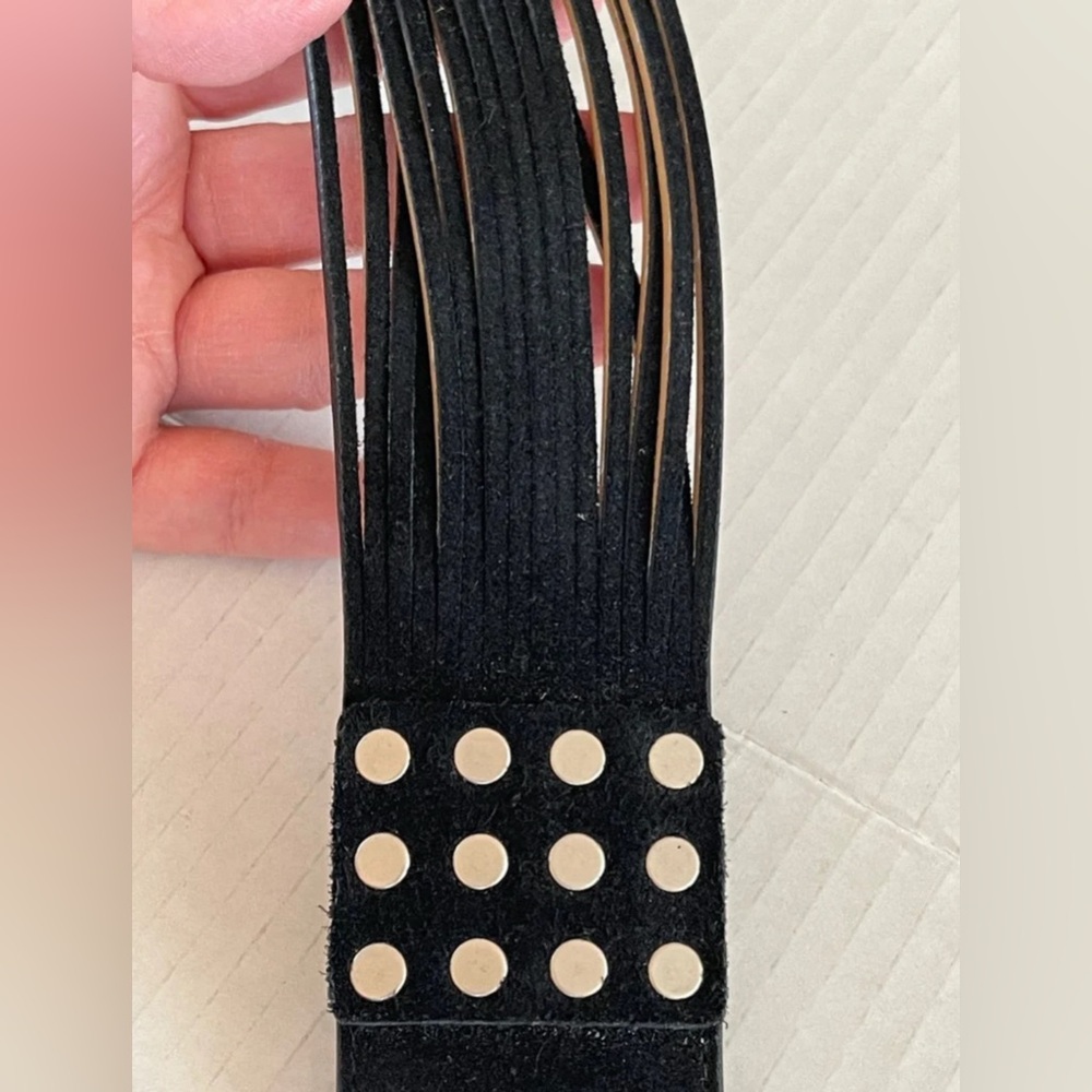 BOHO Black Suede Woman’s Moto Belt size S/M - Picture 5 of 7